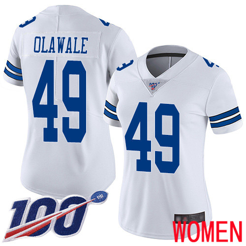 Women Dallas Cowboys Limited White Jamize Olawale Road #49 100th Season Vapor Untouchable NFL Jersey->women nfl jersey->Women Jersey